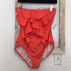 Orange Michael Kors Ruffle Swimsuit SZ 12